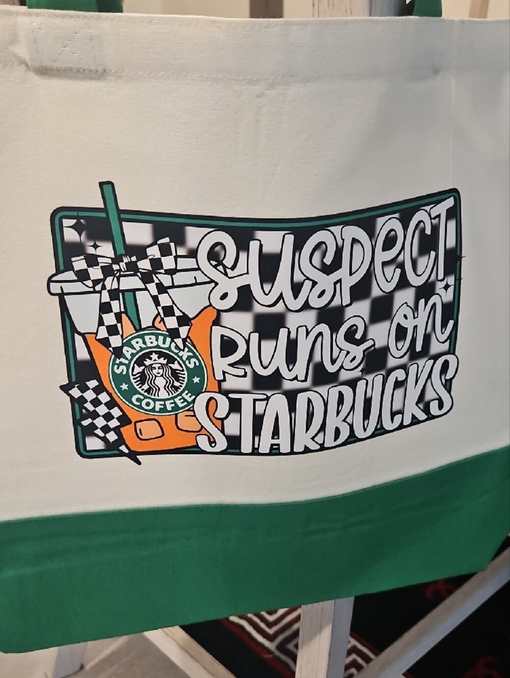 Canvas Tote With Custom Graphic Starbucks NEW